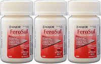 Ferrous Sulfate FC 325mg (5GR) Generic for Feosol Red Tablets 100 Tablets per Bottle 3 PACK Total 300 tablets