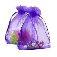 Outdoorfly 100PCS Drawstring Organza Bags 4x6" Purple Sheer Jewelry Pouches Mesh Bags Baby Shower Party Wedding Favor Gift Bags Chocolate Candy Sample Bags (Purple)