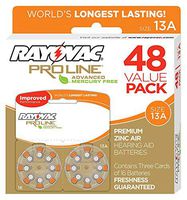 Rayovac Mercury Free Proline Advanced Size 13 Hearing Aid Batteries, Total of 48 Batteries