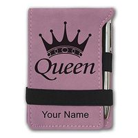 Mini Notepad, Queen Crown, Personalized Engraving Included (Pink)