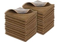SINLAND Microfiber Dish Cloth Best Kitchen Cloths Cleaning Cloths Poly Scour Side 12Inchx12Inch 20Pack, Light Brown
