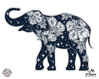 GT Graphics Elephant Beautiful Floral Celestial Design - 12" Vinyl Sticker Waterproof Decal