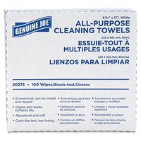 Genuine Joe GJO20275 All-Purpose Cleaning Towel, 9.9" Length x 5.1" Width, White (Box of 100)