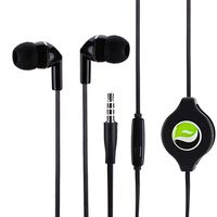 Premium Sound Retractable Headset Hands-Free Earphones Mic Earbuds Headphones Wired [3.5mm] Black Compatible with LG V40 ThinQ V10, Tribute HD Dynasty 2, Stylo 4 Plus 3 Plus 2 V Plus Y7Z