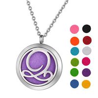 Aromatherapy Essential Oil Diffuser Necklace Sliver Tone Monogram Letter Q Locket Pendant