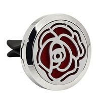 Snowfoller Stainless Car Air Auto Vent Freshener Essential Oil Diffuser Rose Perfume Clip Car Decor (Silver)