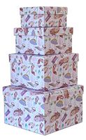 Cypress Lane Square Rigid Gift Box, a Nested Set of 4, 3.5x3.5x2 to 6x6x4 inches (Fashion)