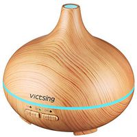 VicTsing Essential Oil Diffuser, 150ml Mini Wood Grain Aroma Diffuser, Aromatherapy Diffuser with Auto Shut-Off Function and 7 Color Lights BPA-Free for Office Home Study Yoga Spa Baby (Yellow)
