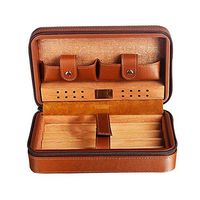 Wp-wj Portable Travel Cigar Box,Cigar Humidor,Portable Cigar Box with Two Pockets, Perfect Cigar Box for Beginners and Experienced Cigar Smokers (Color : Brown)