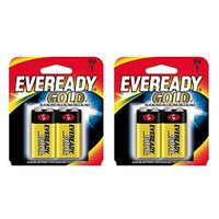 Eveready Gold A522 9V Alkaline Battery (2 Packs of 2 Batteries)