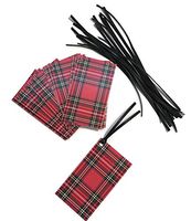 Large Christmas Gift Tags with String, Classic Red Tartan Plaid, Set of 20