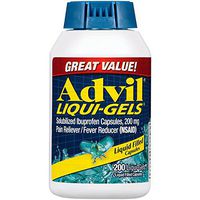 Advil Liqui-Gels Pain Reliever and Fever Reducer, Solubilized Ibuprofen 200mg, 200 Count, Liquid Fast Pain Relief