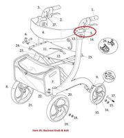 Backrest Locking Knob with Bolt for Drive RTL10266 Rollator Walker - Black