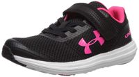 Under Armour Girls' Pre School Surge Adjustable Closure Sneaker, Black (001)/White, 2