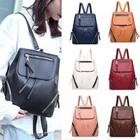 Leather Daypack for Women, Waterproof Large Capacity Anti-Theft Backpack School Student Bookbags Travel Shopping Hiking Casual Shoulder Bag for Cosmetic, Phone, Wallet Rucksack (Black)