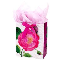 Hallmark 9" Medium Gift Bag with Tissue Paper (Pink Rose) for Birthdays, Bridal Showers, Weddings, Mothers Day or Any Occasion