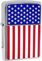 American Flag Color Image High Polished Chrome Patriotic Zippo Lighter
