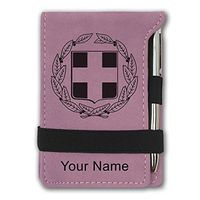 Mini Notepad, Coat of Arms Greece, Personalized Engraving Included (Pink)