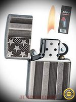 28974 Flag Armor Antique Silver Patriotic Lighter with Flint Pack - Premium Lighter Fluid (Comes Unfilled) - Made in USA!