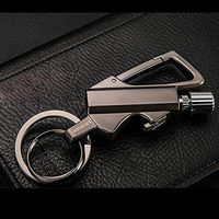 Multi Function Metal Matchstick Fire Starter Cigarette Lighter Refillable Keychain Lighter Bottle Opener Car Key Rings Kerosene Refillable Lighter (Black)