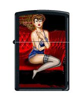 Zippo Lady Red Couch Black Matte Windproof Pocket Lighter NEW