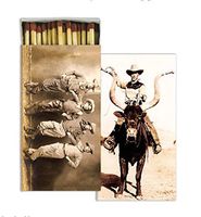 HomArt Large Decorative Longhorn Cowboys Candle and Fireplace Wood Matches (Set of 2)