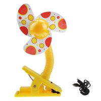 Lovely Quiet Baby Car Stroller Mini Fan Table Desktop Cool Fan Infant Toddler Safety Foam Blade Clip-on Stroller Dual-use USB/Battery Powered Summer Outdoor Travel Cooling Fan(Yellow stroller fan)