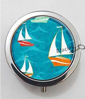 BlackKey Sailboat Patterns 3-Compartment Decorative Pocket Gift Box Case Organizer for Pill, Color 1 -755