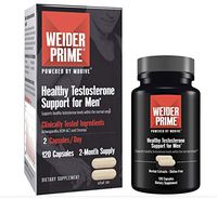 Weider Prime Testosterone Support for Men, Supports Strength, Focus, Stress, Lean Muscle - 120 Capsules