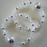 Queasy Beads® ~ Two (2) Authentic Stylish Motion Sickness Anti Nausea Acupressure Bracelets in Crystal Fantasy ~ Genuine, High Quality Sterling Silver & Faceted Crystals for Nausea Relief