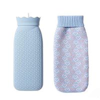 Microwave Heating Bottle Environmental Silicone Transparent Hot Water Bottle Hot Water Bag with Knit Cover, Hot & Cold Therapies