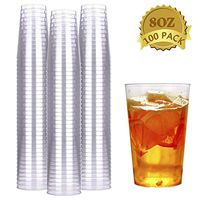HyHousing 8 Oz Clear Plastic Cups 100 Pack, Hard Disposable Plastic Cups Tumblers Ideal for Daily Life at Home, Party Wedding Drinking Wine Tasting Food Samples (T8-100)