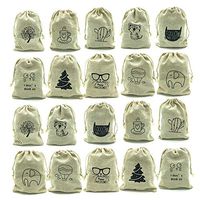 NHW Linen gift bag with double jute drawstring candy bag for wedding parties crafts and items gifts snacks and jewellery Christmas (13cm x 18cm) 20 pieces