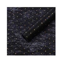 Pigeon Fleet Gold Dots Flower Wrapping Paper Black Bouquet Wrapping Paper, 20 Pcs