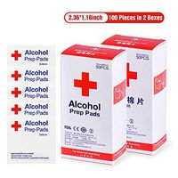100Pcs Alcohol Wipes, Individually Wrapped Disposable Alcohol Prep Pads, 70% Alcohol Swabs, Alcohol Cotton Pads for Smartphone, Glasses Lens, Dishes Cleaning (2 Boxes)