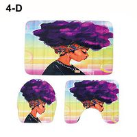 Ultra Soft Indoor Modern Floor Carpet Anti-Slip Provides Protection African Girl Pattern Bathroom Shower Curtain Pedestal Rug Lid Toilet Cover Bath Mat Set 1# D
