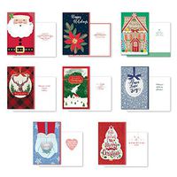 B-THERE Bundle of 8 Large Handmade Christmas Greeting Cards, Foil and Glitter Finishes with Envelopes