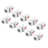 TENINYU 10-Pack RJ45 Keystone Jack Module Connector 568A/568B, Keystone Adapter Compatible Cat 6/5e/5 Connector,Cat6 Keystone Jack,RJ45 Female Connector,White