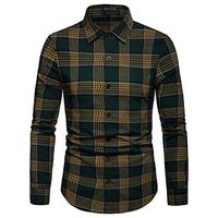 Long Sleeve Lattice Shirts 2019,Liraly Men‘s Plaid Painting Large Size Casual Top(Green ,US-L/CN-L2)