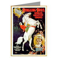 Circus Poster of Madame Castellos Daredevil Horseback Riding for The Ringling Brothers c1899 Notecard set