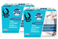 Hippo Sak Scented Handle Trash Bag, 13 gallon Tall Kitchen, Fresh Breeze Scent … (80 Count)