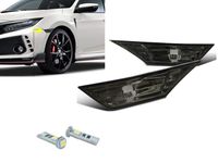 eLoveQ Front SIDE MARKER SIGNAL LAMPS + T10 SMD LED BULBS FOR 2016-2019 HONDA CIVIC (Smoked Lens with LED Bulbs)