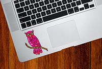 Yadda-Yadda Design Co. Curious Owl - Stained Glass Style - Vinyl Decal for Laptop | MacBook | Trackpad YYDC (Variations Available) (Small, 2.25" w x 3" h, Pink)