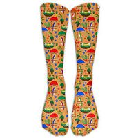 FUNINDIY Tiki Room Birds Compression Socks Soccer Socks High Socks Long Socks for Running,Medical,Athletic,Edema,Diabetic,Varicose Veins,Travel,Pregnancy,Shin Splints,Nursing.