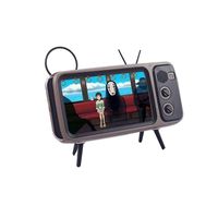 Height selection Retro Style Bluetooth Speaker TV Shape Wireless Bluetooth Speaker Mobile Phone Holder USB/TF Readers Bluetooth2.0 (Grey, 8×18×6.5cm)