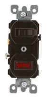 Leviton 5226 15 Amp, 120 Volt, Duplex Style Single-Pole, Neon Pilot AC Combination Switch, Commercial Grade, Brown