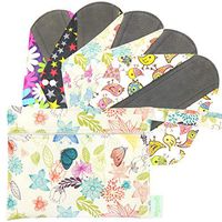 Wegreeco Bamboo Reusable Sanitary Pads - Cloth Sanitary Pads | Light Incontinence Pads | Reusable Menstrual Pads with Wet Bag - Pack of 5, 1 Cloth Mini Wet Bag Bonus (Medium, Mix Prints)