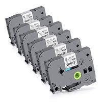 Camopro Compatible Label Tape with P Touch Label Maker PT-H100 PT-D210 PTD400, Replace TZe Tape 12mm 0.47 Inch Laminated Tze-231 TZ-231 Label Tape, Black on White, 6-Pack