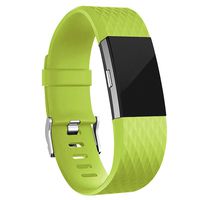 iGK Replacement Bands Compatible for Fitbit Charge 2, Adjustable Replacement Bands with Metal Clasp Special Edition Green Yellow Large