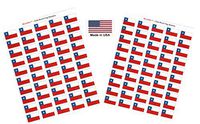 Made in USA! 100 Country Flag 1.5" x 1" Self Adhesive World Flag Stickers, Two Sheets of 50, 100 Sticker Flags Total (Chile)